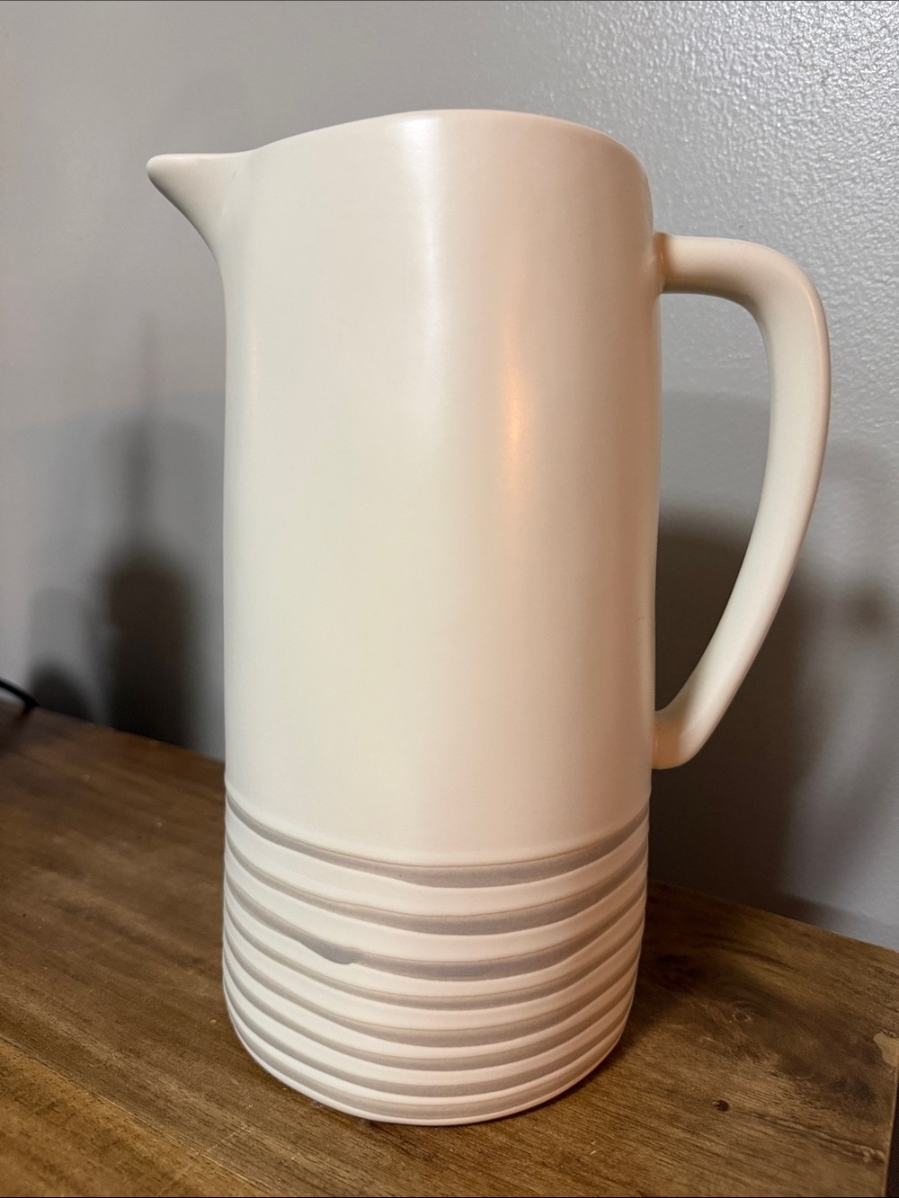 Hearth & Hand Cream Ceramic Pitcher with Ribbed Base